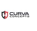 Logo for Curva Concepts: Red and black shield with