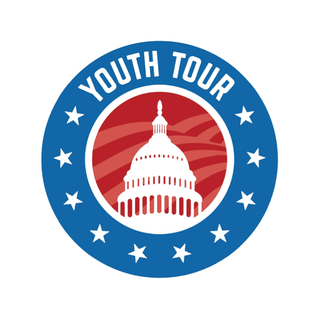 A youth tour logo with the capitol building in the center