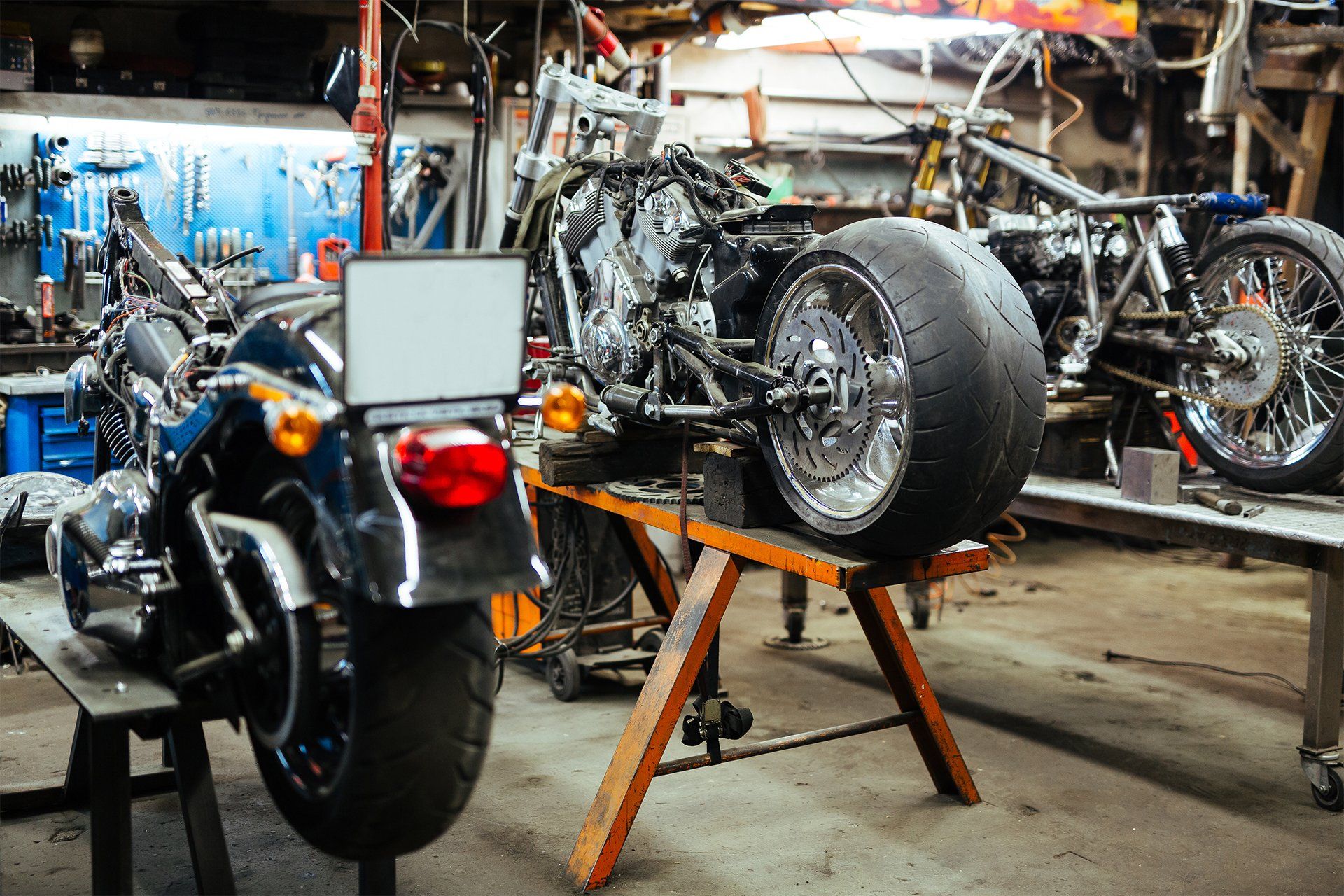Motor Bikes in Repair Shop
