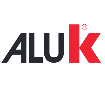 Logo ALUK in nero e rosso su sfondo bianco.