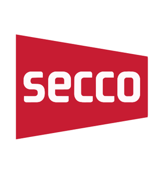 Logo SECCO rosso su sfondo bianco.