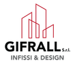 Logo per GI.FR.ALL. Infissi & Design, contorni di edifici color bordeaux con la scritta “dal 1995”