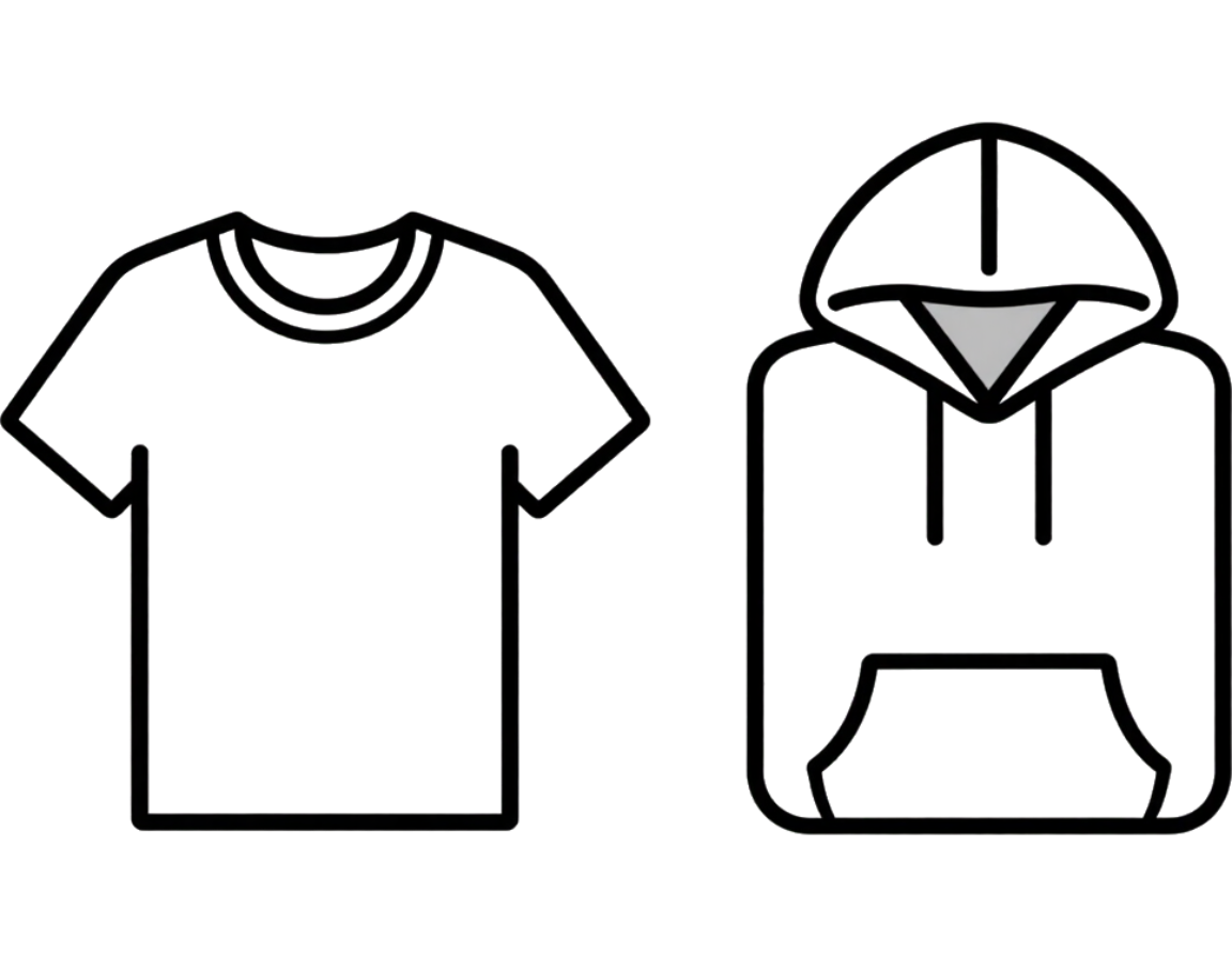 Folded t-shirt and hoodie illustration