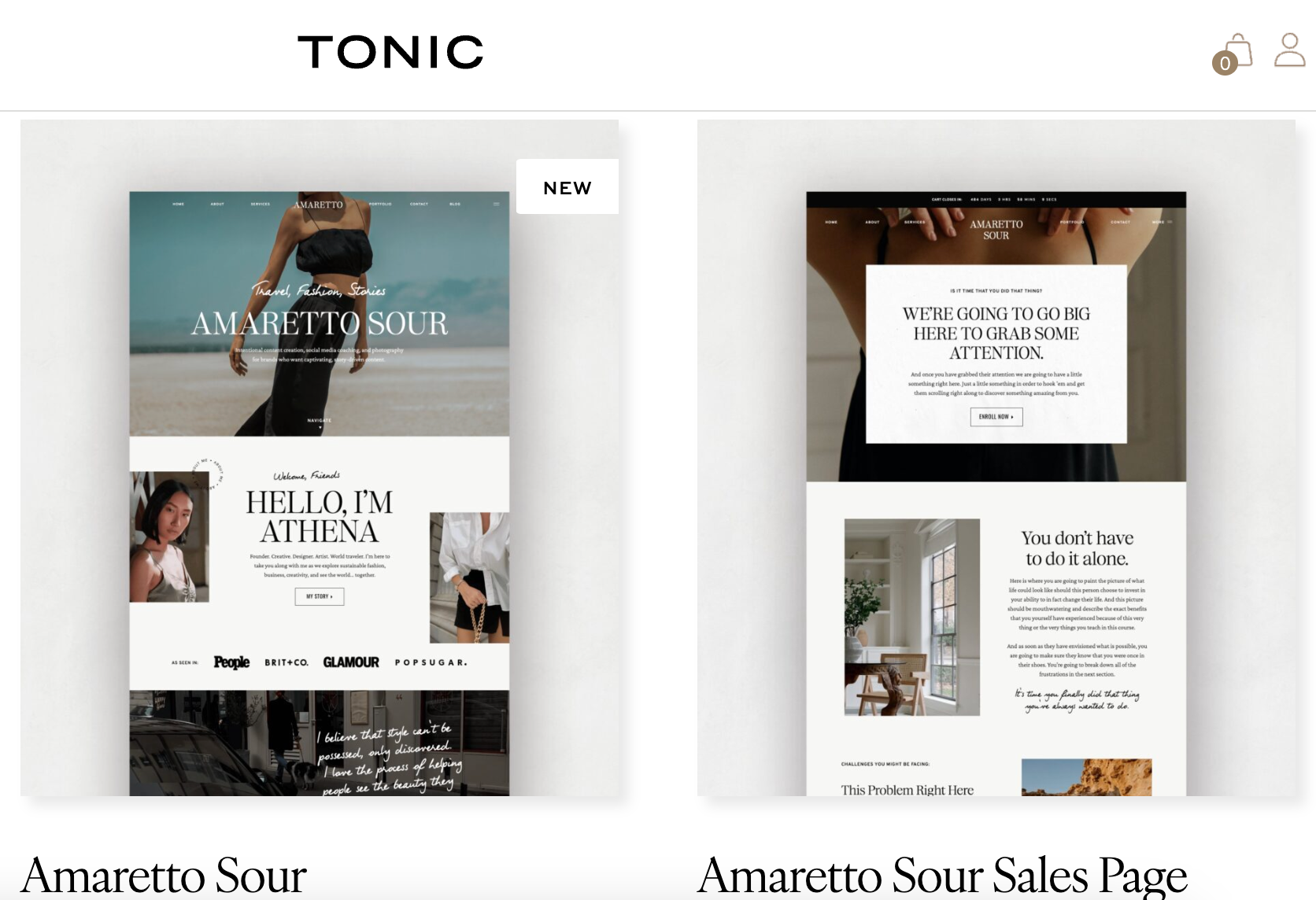 tonic showit website templates