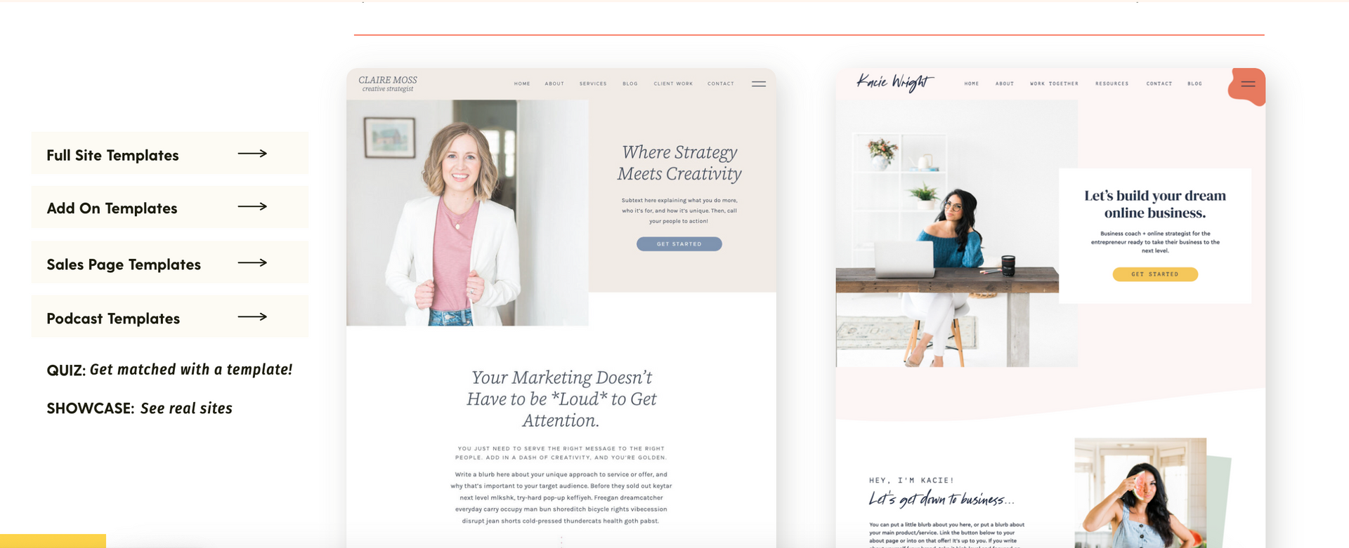 elizabeth mccravy showit website templates