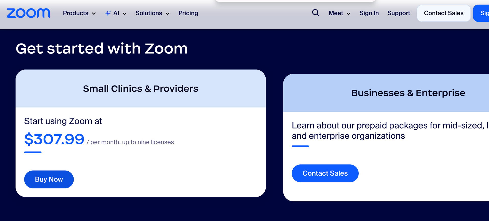 zoom for healthcare pricing