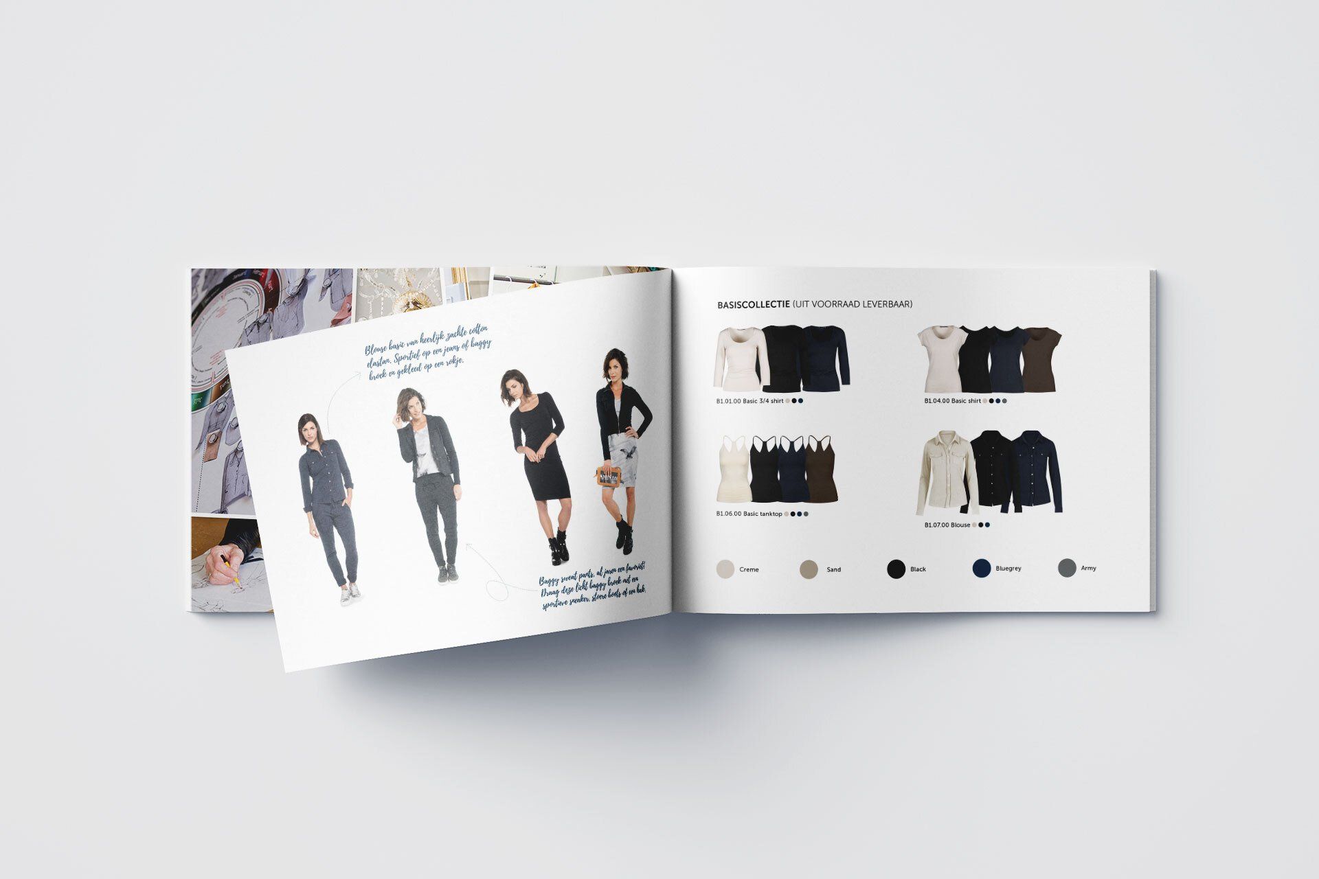 Brochure kledingcollectie Carola van Benthum. Vormgeving: Suzanne Menheere.