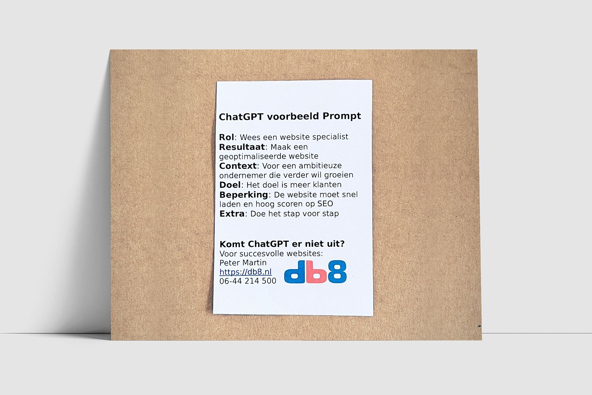 Chat GPT Prompt voorbeeld in tekst