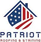 Patriot Roofing & Siding logo with a blue roof icon and red, white, and blue stripes and stars