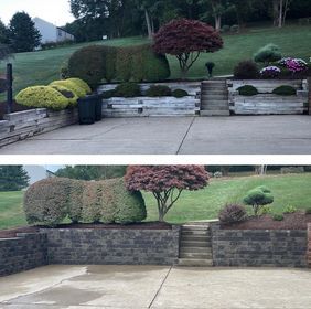 Before and After Retaining Wall using VersaLok Wall Block