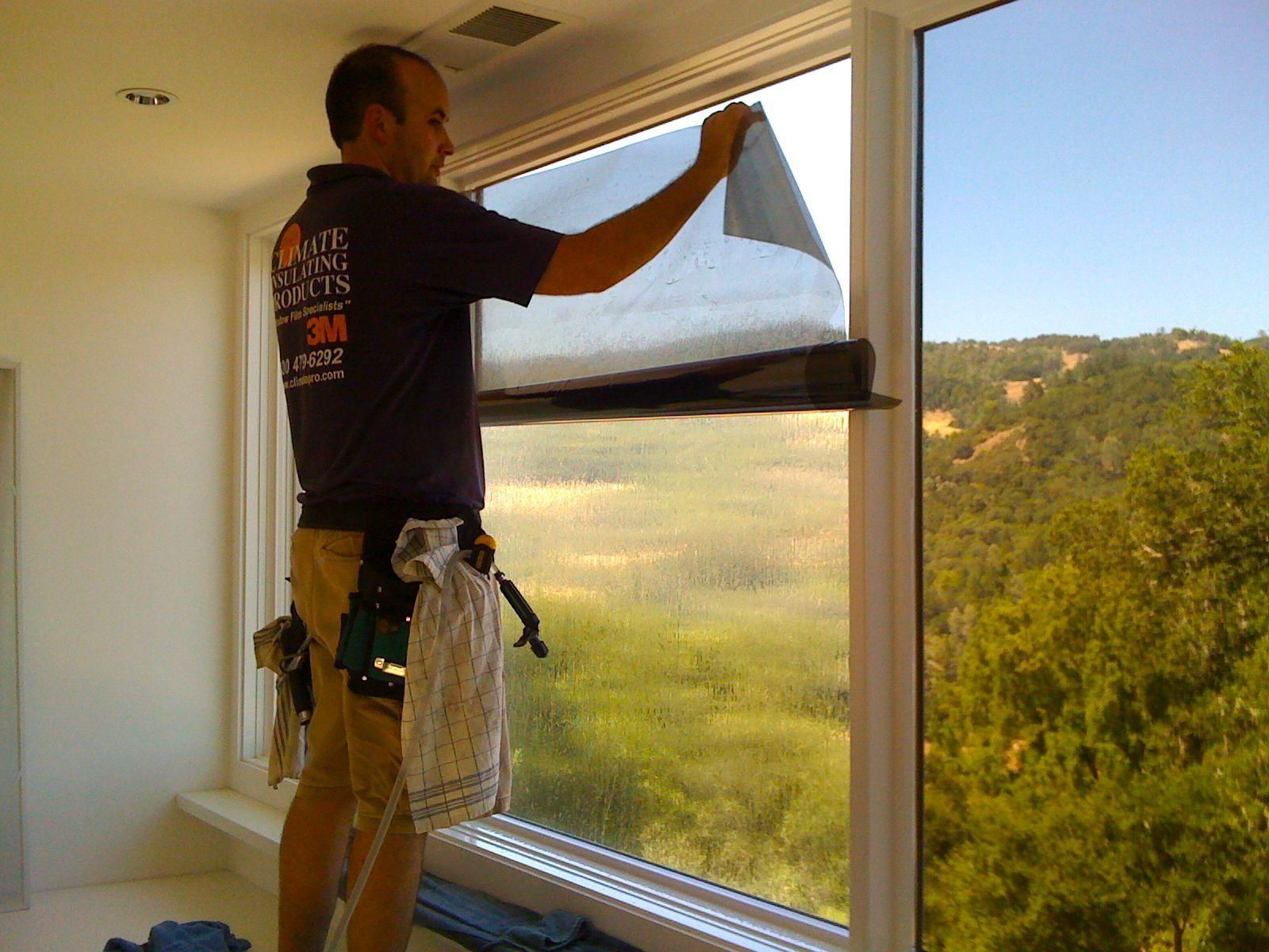 Dyed window film on residential glass