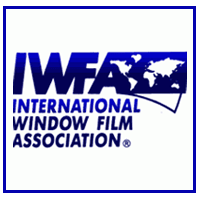 Blue logo for the International Window Film Association featuring the acronym IWFA and a world map icon.