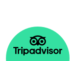 Tripadvisor logo on a teal green half circle background. Black text and owl icon.
