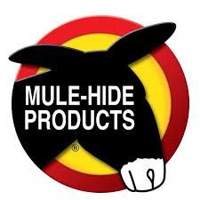 Mule-Hide Products logo with black mule head on red and yellow circular background