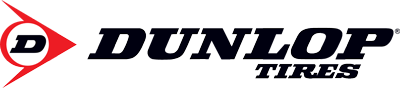 Dunlop Tires logo in black and red with stylized “D” emblem
