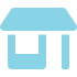Blue storefront icon with an awning and window