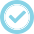 Blue checkmark inside a light blue circle.
