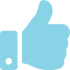 Blue thumbs-up icon on a white background