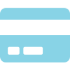 Blue credit card icon with a white stripe and two small white rectangles