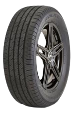 Black car tire with alloy wheel on a white background