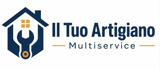 Logo per Il Tuo Artigiano Multiservice con icona di una casa blu e di una chiave inglese.