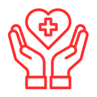 Un par de manos sosteniendo un corazón con una cruz en él.