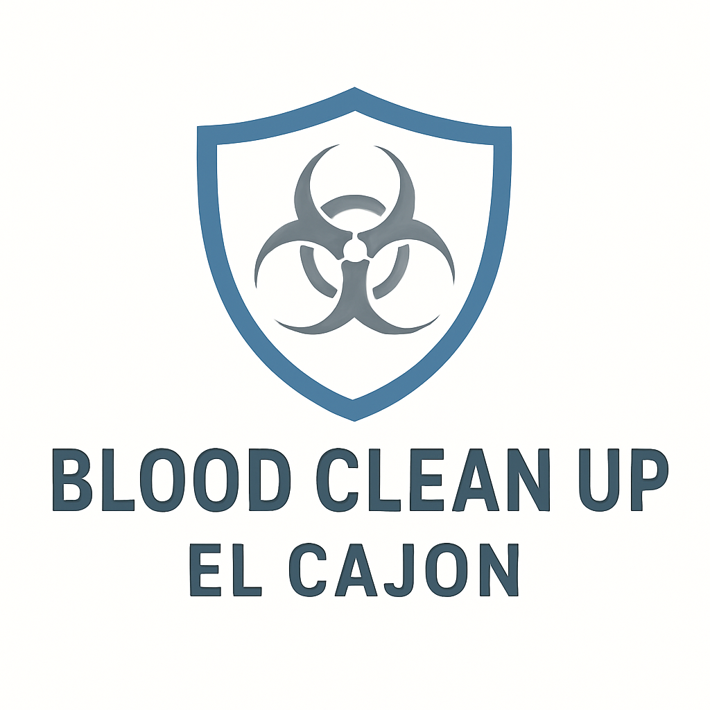 Blue shield with biohazard symbol over text 