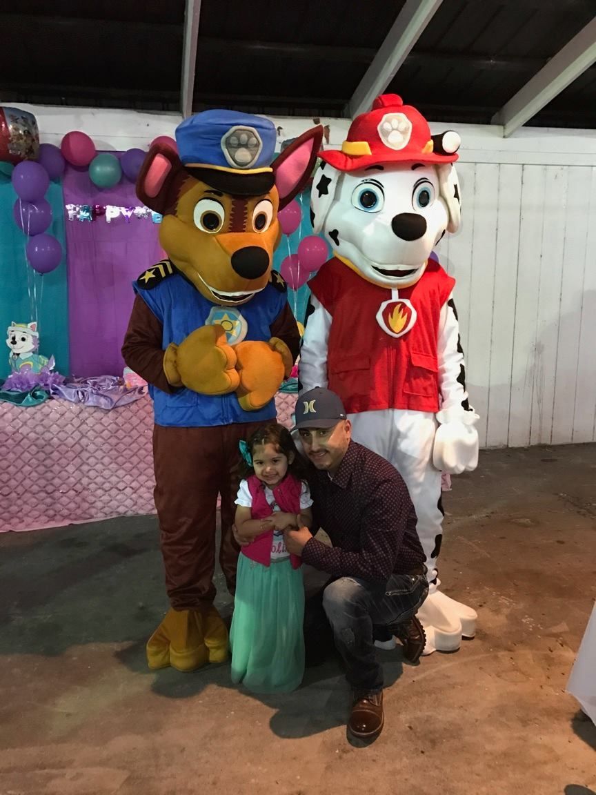 Police and Firefighter Dog Mascots in Birthday Party