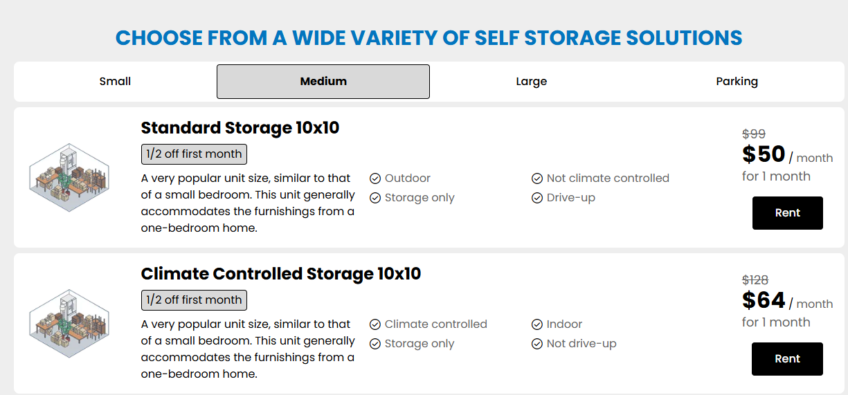 Online self storage rental in Burlington, NC at America's Self Storage