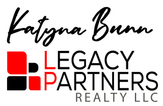 Logo: Katyna Bunn and Legacy Partners Realty LLC. Red and black geometric design.