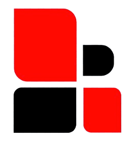 Red and black abstract logo: two rounded squares, a rounded rectangle, and a small square.