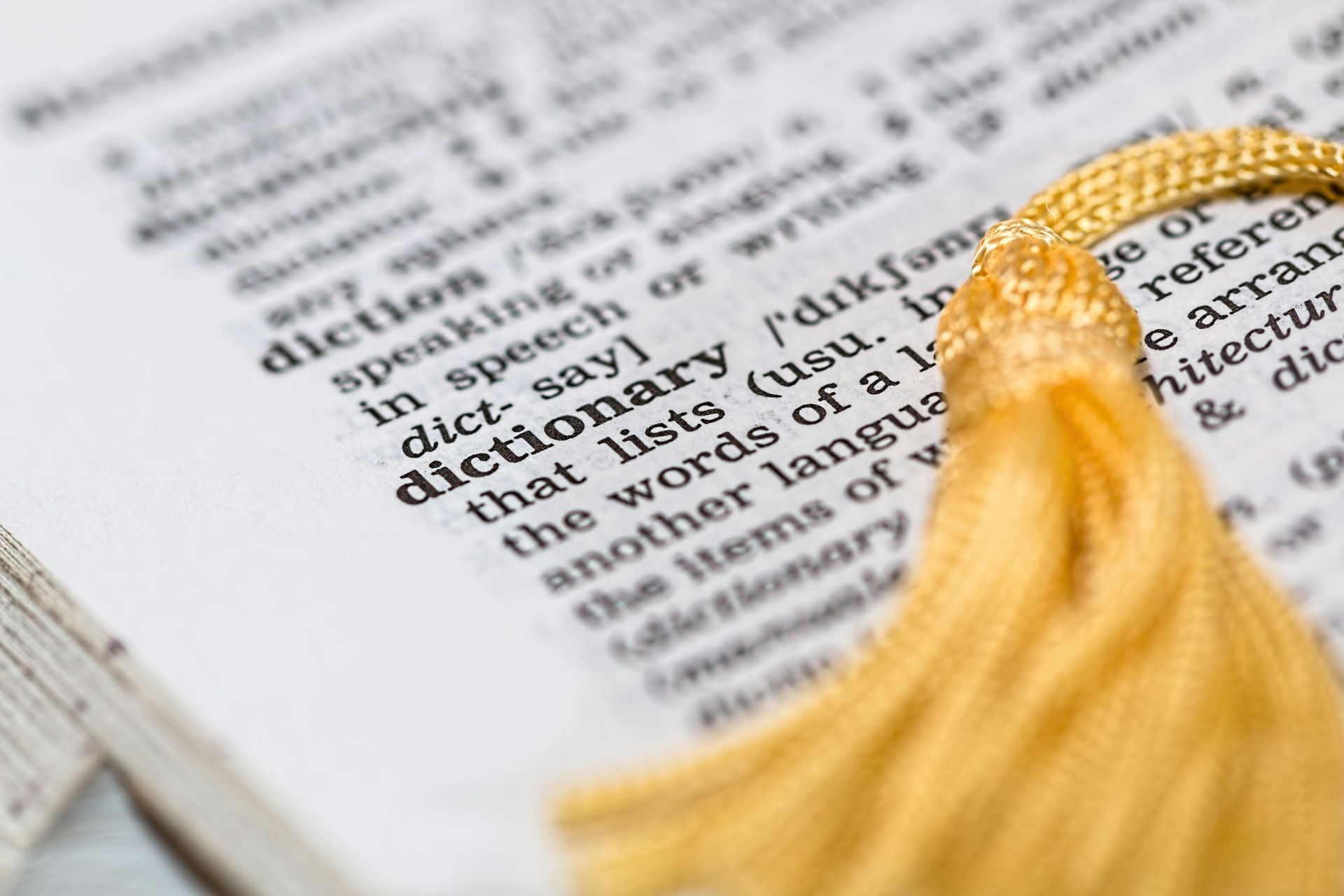 Open dictionary page with a highlighted word