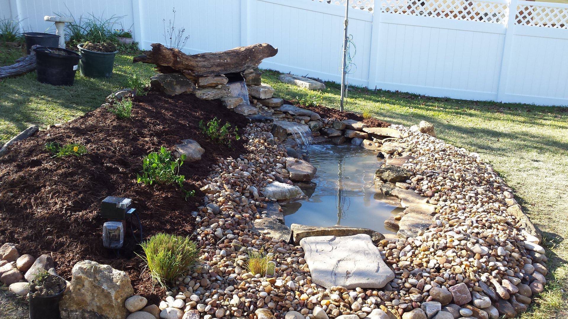 Small pond with waterfall