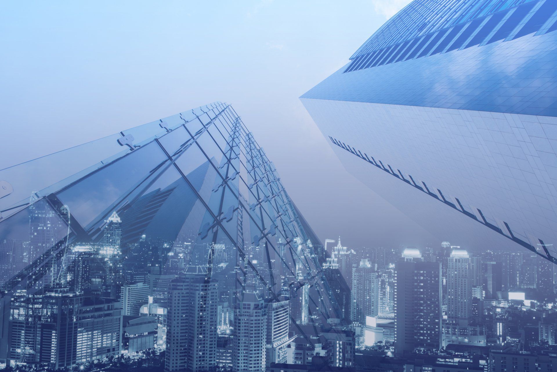 luxury modern highrise buildings and the city can use for business and finance background