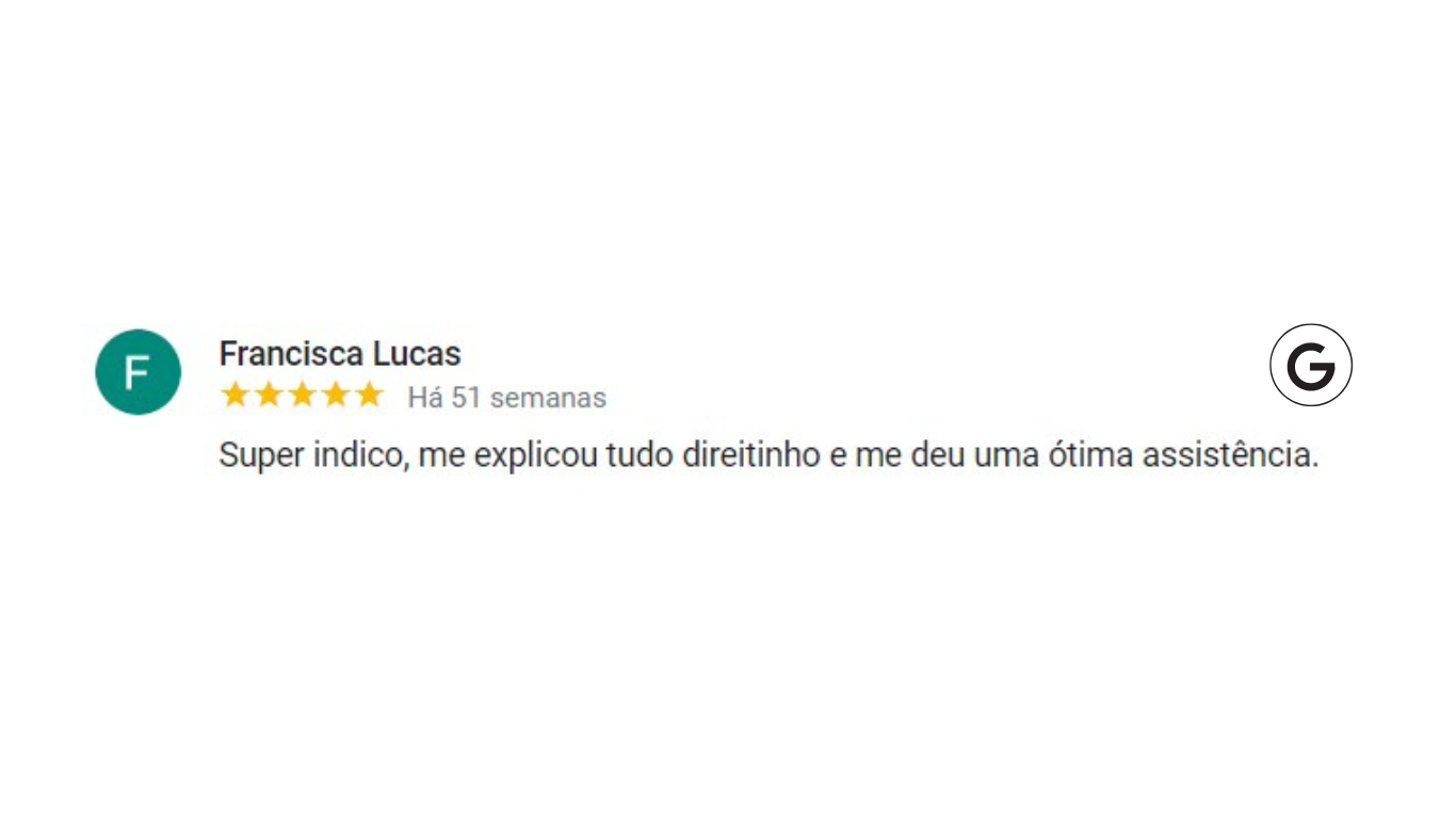 Review with 5 stars and text from Francisco Lucas: