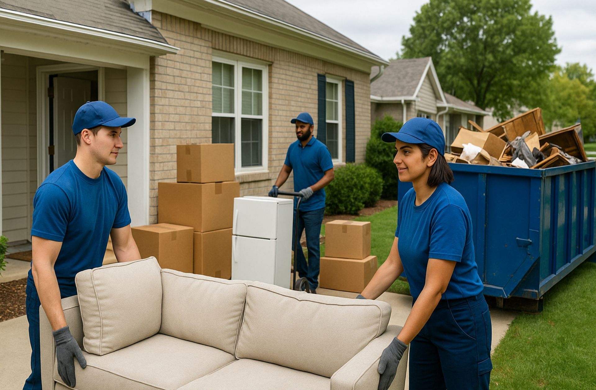 Your Helpful Neighbors team removing junk and clutter from a residential home in Ferndale, Michigan.