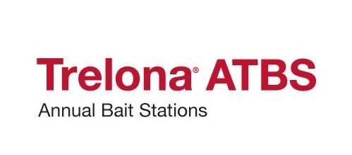 Logo for Trelona ATBS, Annual Bait Stations, in red lettering.