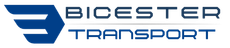 Logo of Bicester Transport, blue and white. Text reads