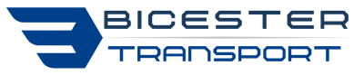 Logo of Bicester Transport, blue and white. Text reads
