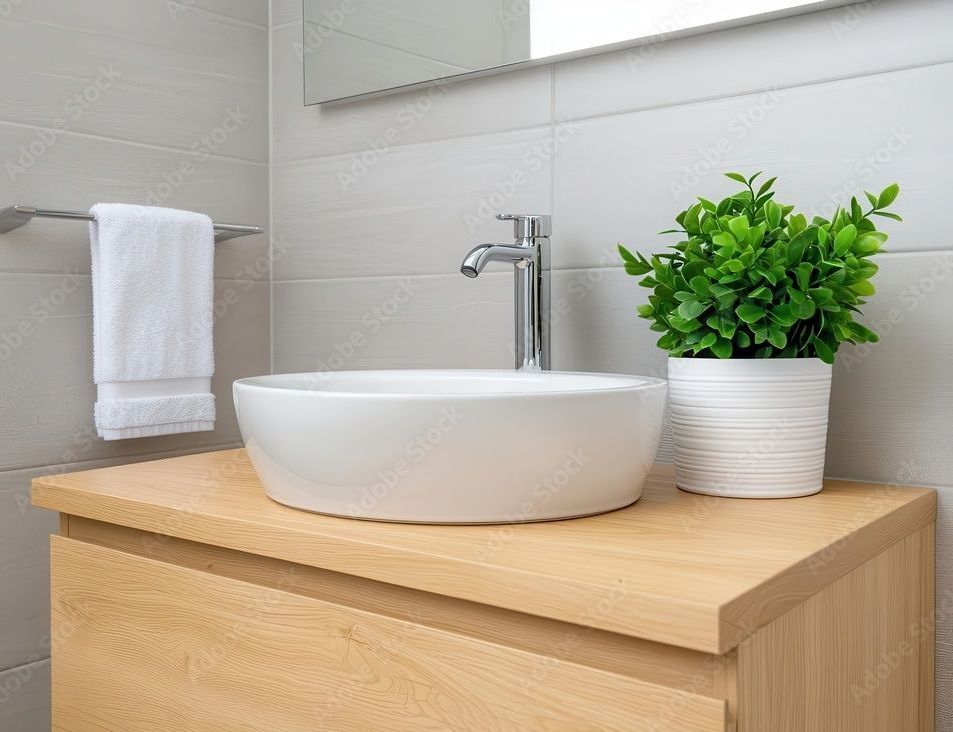 bathroom sink and plant
