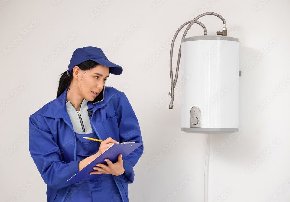 lady on the phone servicing boiler
