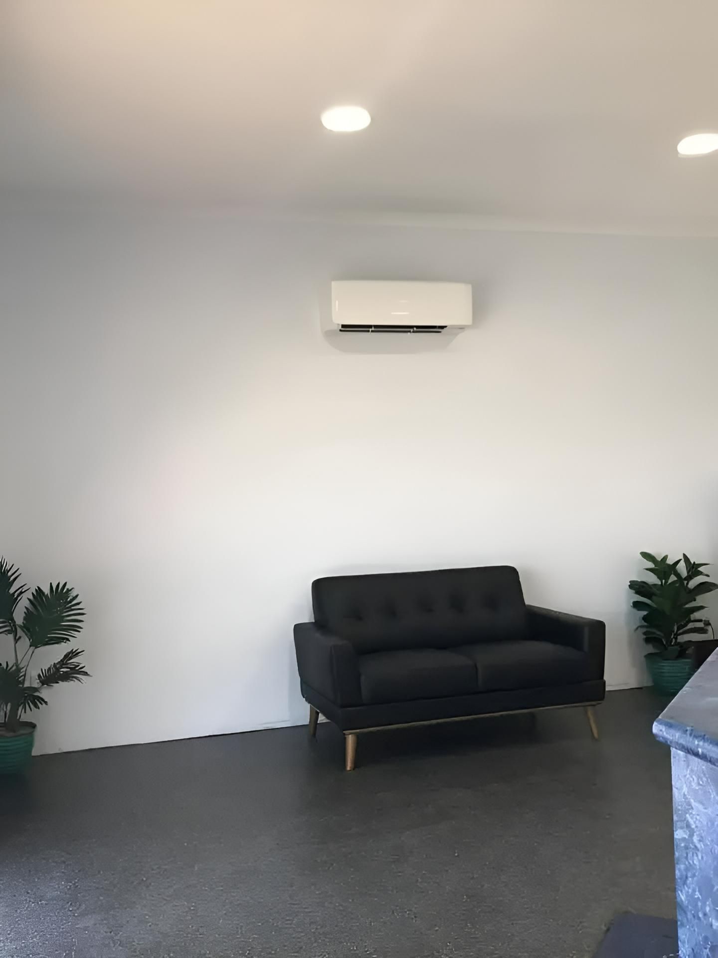 There Is A Couch And A Plant In The Room — Beards Refrigeration & Air Conditioning in Mackay, QLD