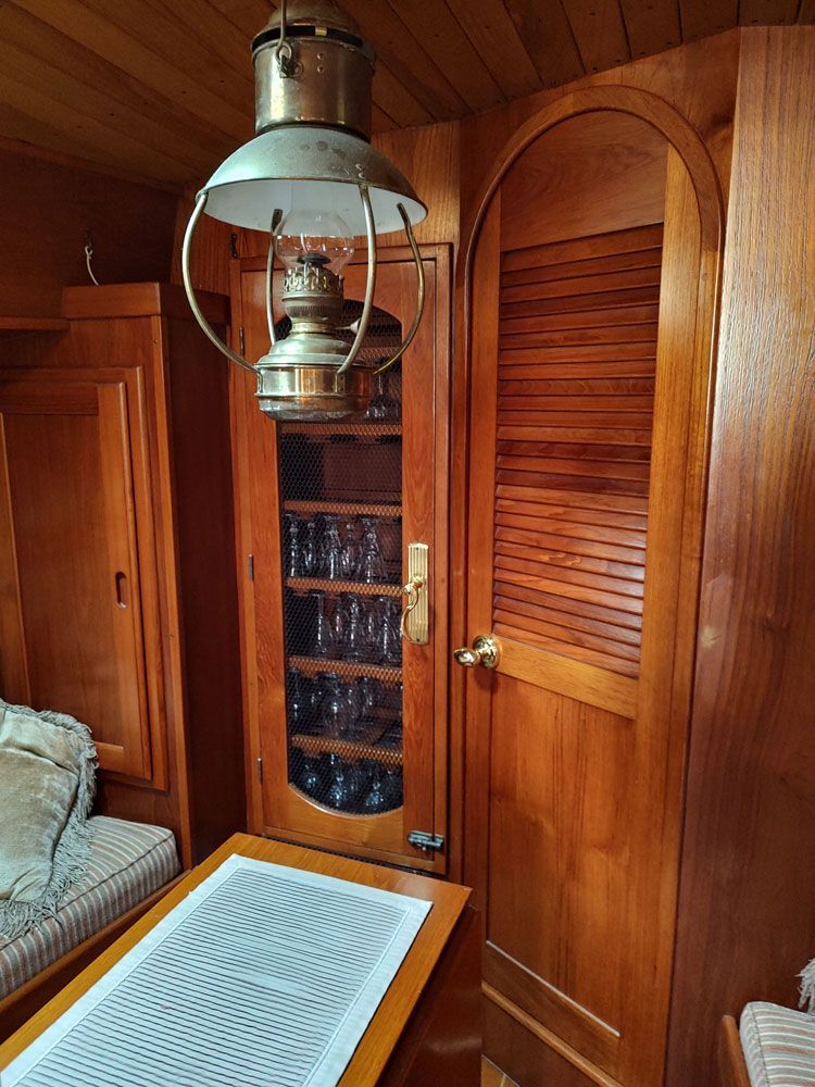Looking forward Hanging locker, crystal locker and entrance to V Berth