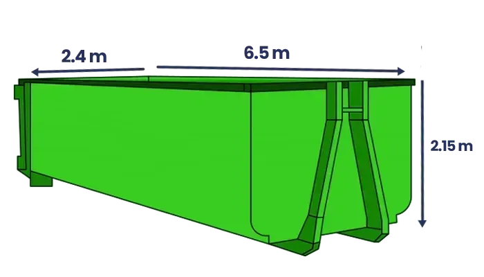 25m hook skip bin from Bin Master