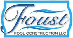 Froust Pool Construction LLC logo in blue script with a turquoise border