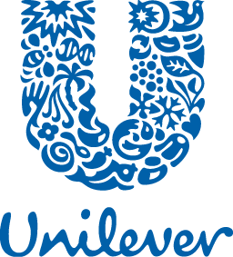 Ein blaues Logo für Unilever mit einem Buchstaben U