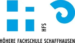Ein blau weisses Logo von der höheren Fachschule Schaffhausen