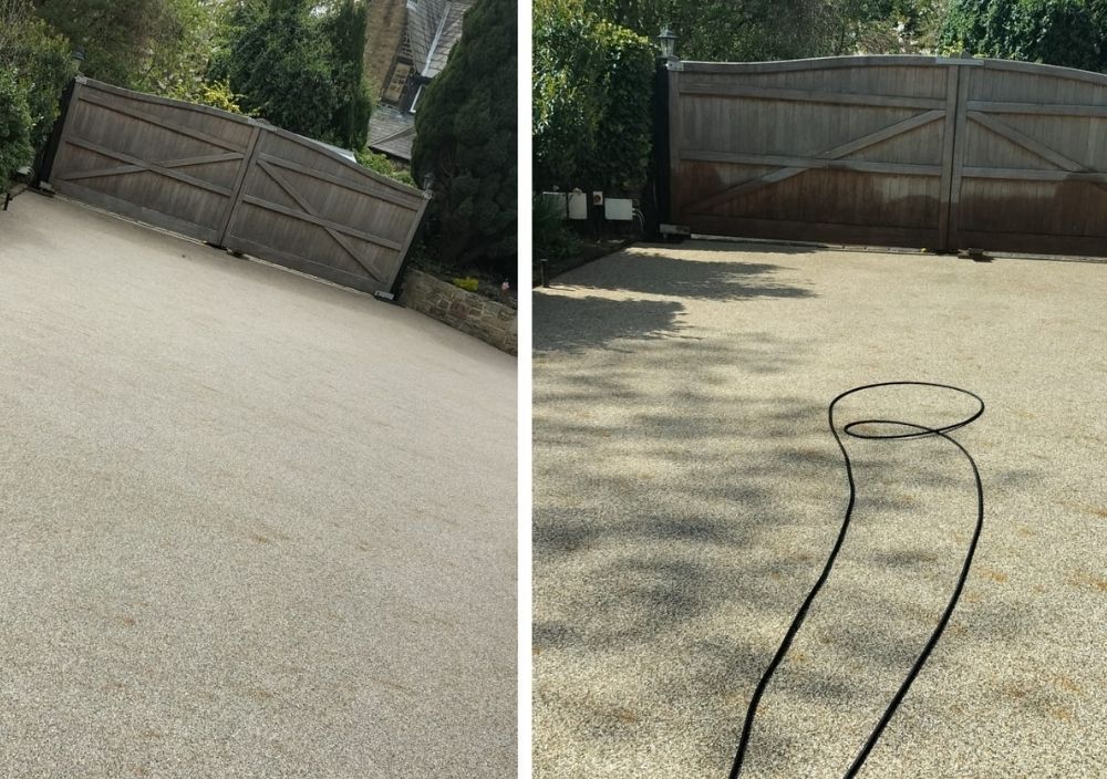 Jimmy's External Cleaning Services before and after cleaning a concrete driveway