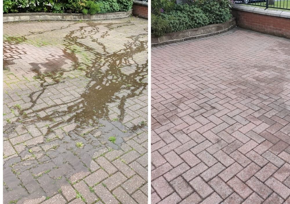 Jimmy's External Cleaning Services before and after cleaning block paving