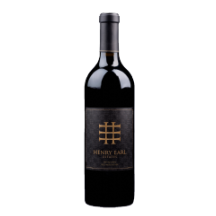 A bottle of henry earl wine on a white background